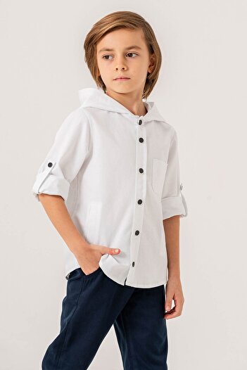 Gold Class Kidswear Boy's Shirt - Hooded, Pocket and Foldable Sleeve