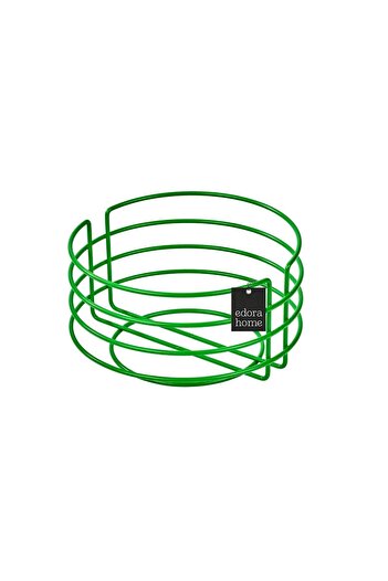 Edora Home Green Round Bread Basket - Stylish Wicker Knitted, Macrame, Multi-Purpose, Stainless Metal