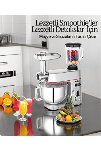 ROBX Sr50 Döküm Gövde 7 Litre Içli Köfte Hamur Yoğurma Kıyma Çekme Erişte Blender Çıpıcı mixer Set