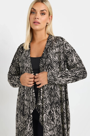 Stil Diva Plus Size Non-Closing Front Long Sleeve Asymmetrical Cut Thin Cardigan 303693