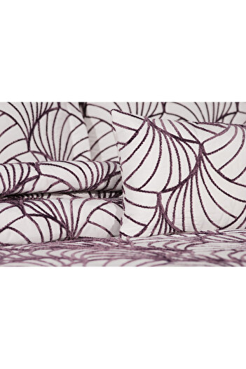 Bonne Maison Eva Plum 4 Piece Embroidered Bedspread Set