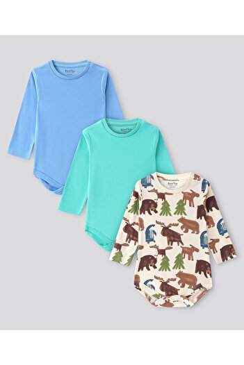Bonfino - Boys 100% Cotton Full Sleeves Onesies Pack Of 3