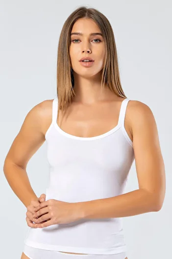 TÜREN White Lycra Cotton String Hanging Tank Top