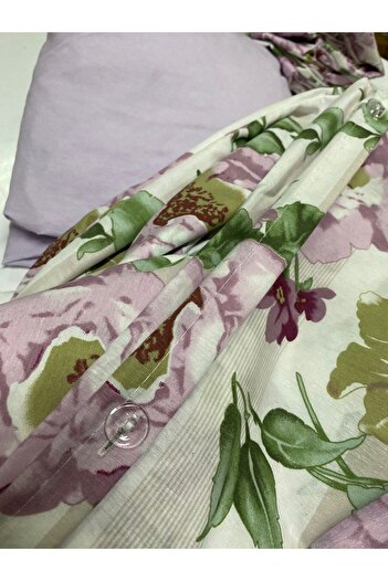 CANDAN ÇEYİZ Double Duvet Cover Cotton Rosecan Duvet Cover Set with Elastic Sheet