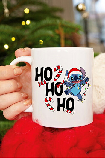 EFBUTİK White Stitch Ho Ho Ho Christmas Mug