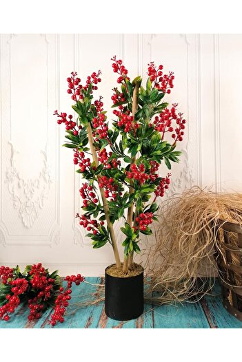 Nettenevime Yapay Ağaç Kokina Ağacı 75cm Gür Yapraklı Gümüş Paslanmaz Aleminyum Saksılı