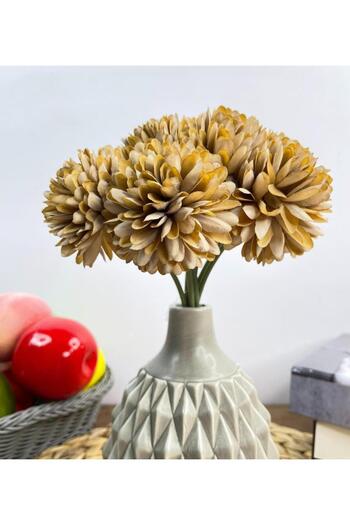Nettenevime Artificial Flower Chrysanthemum Snowball Mink Color 7 Separate Single Branch Bunch