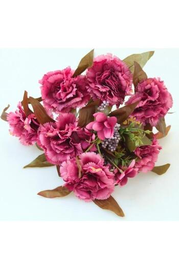 Nettenevime Artificial Flower Carnation Large Bunch Arrangement Fuchsia