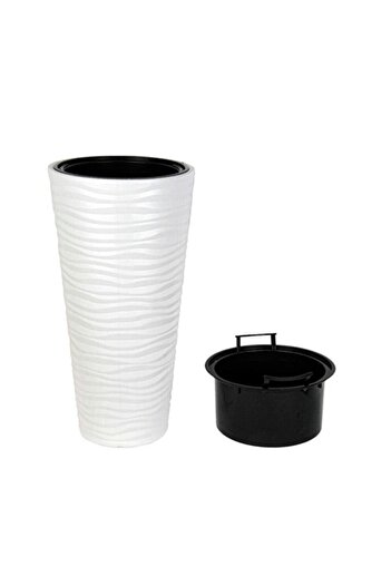 Nettenevime 5.5 Lt White Beach Vase - Tall Flower Pot 30*57cm