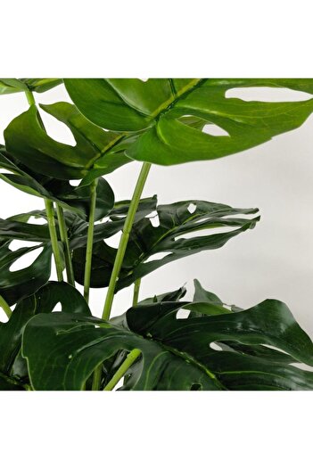 Nettenevime Yapay Ağaç Salon Bitkisi Monstera 60 Cm 18 Yaprak Antrasit Saksıda