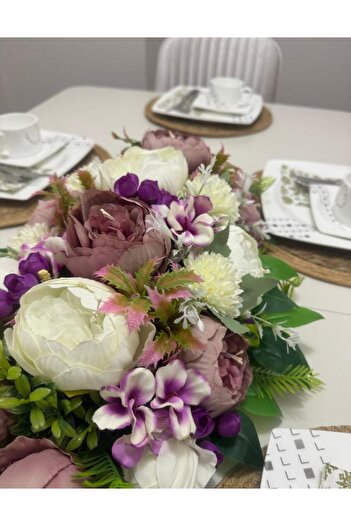 Nettenevime Artificial Flower Dining Table Flower White Powder Peony Artificial Table Flower