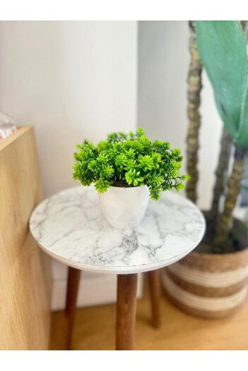 Nettenevime Yapay Çiçek Beyaz Saksıda Lotus Dekoratif Masa Çiçeği 15cm