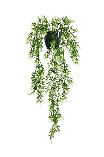 Nettenevime Yapay Çiçek Siyah Saksıda Sarkan Ty60 Yeşil Beyaz Bitki Yapay Sarmaşık 60cm