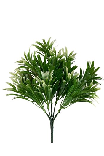 Nettenevime Yapay Çiçek Yeşil Beyaz Renk Podocarpus Demeti 7dal 48 Çiçek Garnitür Aradal Dekoratif Yapay Bitki
