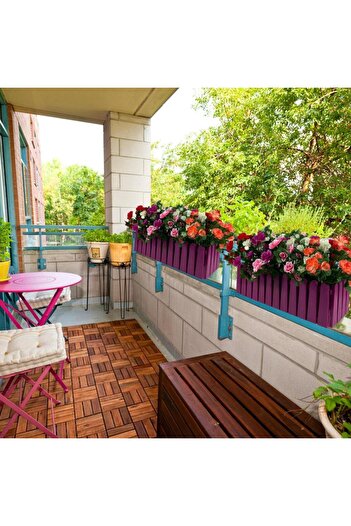 Nettenevime Yapay Çiçek Mor Çit Balkon Saksısı Renkli Açelya Çiçekli 55*20cm