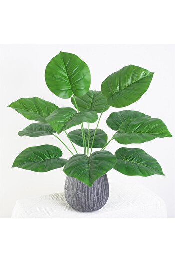 Nettenevime Yapay Çiçek Difenbahya Düz Yeşil 12dal 55cm Salon Çiçeği Yapay Bitki
