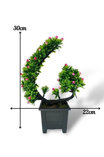 Nettenevime Artificial Flower Bonsai Tree Pink Oblique Model Decorative Artificial Tree Bonzai in 30*22cm Black Square Pot
