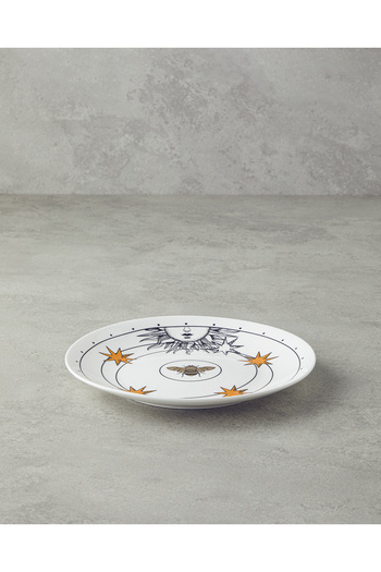 English Home Talisman Spirit New 20cm Black-White-Gold Bone China Cake Plate