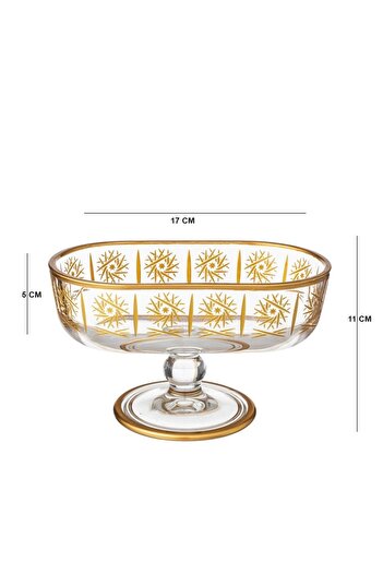 Byblos Turkish Glass Serving Dish With Base For Sweets, Fruits And Nuts, Multi-Use, Size 17*5*11 Cm