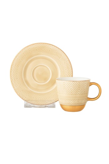 Dania A set of porcelain Turkish coffee cups with a metal base, 6 cups + 6 saucers