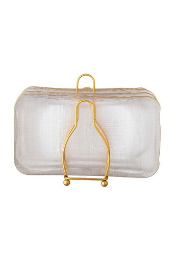 Dania A set of glass serving dishes with a metal stand, 4 rectangular pieces