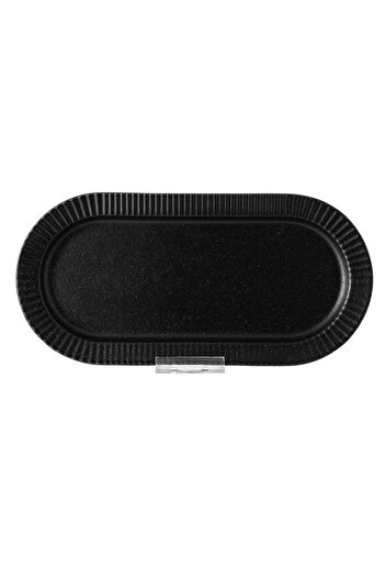 Dania Black Oval Porcelain Service Plate 51 Cm