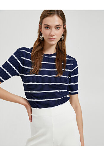 Koton Women's Ecru Striped Sweater