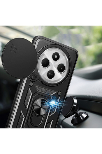 Fibaks Xiaomi Redmi 14C 4g Case with Camera Protection Sliding Ring Armor Military Tank Protective Cover