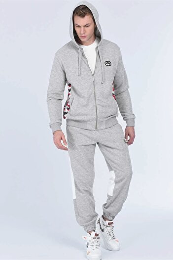 ECKO UNLTD Ecko Heller Gri Erkek Nakışlı Fermuarlı Sweatshirt