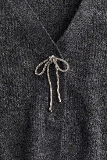 H&M Bow-detail rib-knit cardigan