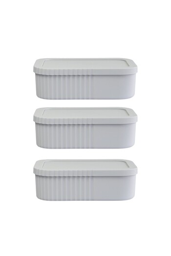 devigo 3Pcs 3 Liter Multi-Purpose Storage Box Set with Lid - Makeup, Cosmetic Personal Item Organizer
