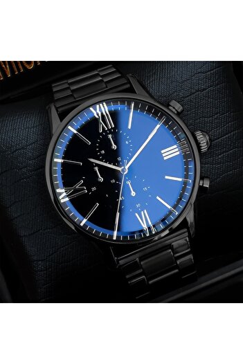 Leerybee Men's Wristwatch - Black Metal Cord, Friend Lover Birthday Anniversary Gift Special Boxed