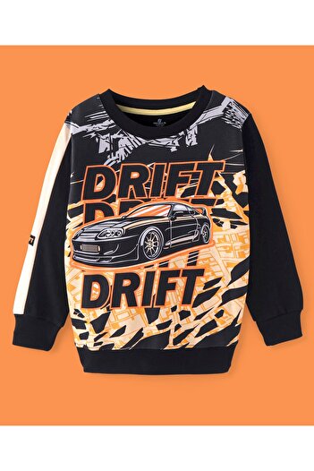 Ollington St. Ollington St. - 100% Cotton Knit Full Sleeves Sweatshirt & Joggers Set With Car Print - Black