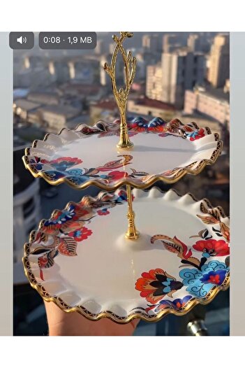 PONCİKPAZAR 12 Pieces of White Flower Serving and Cake Plates for 6 People