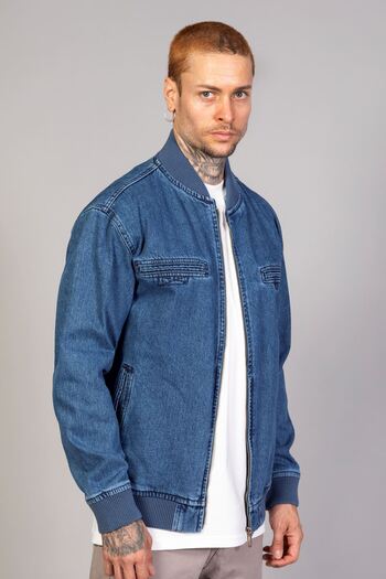 LTC Jeans Чоловіча куртка-джинси з блискавкою, синя, оверсайз, для мотоциклістів