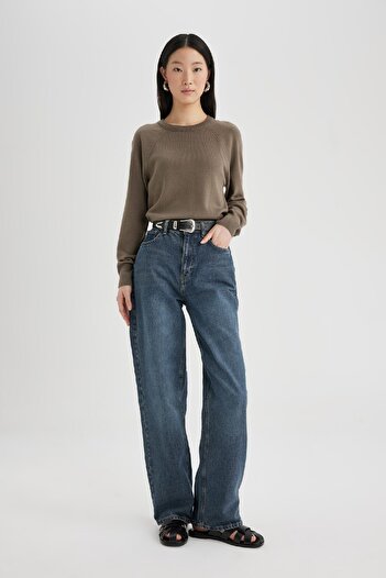 DeFacto Crew Neck Soft Textured Knitwear Sweater - Regular Fit I6913Az24Wn
