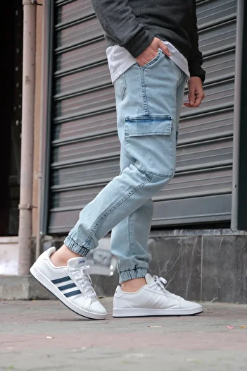green poll Чоловічі джинси Jogger Cargo Ice Blue - лайкра та еластичні манжети на талії
