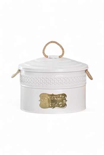 Milenay Metal Bread Holder with Vintage Pattern Rope Handles, Bread Storage Container with Lid, 27X27X19Cm