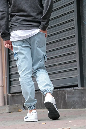 green poll Чоловічі джинси Jogger Cargo Ice Blue - лайкра та еластичні манжети на талії