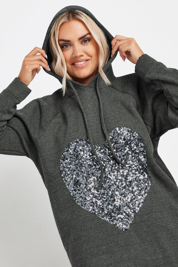 Stil Diva Plus Size Long Sleeve Sequin Detailed Hooded Sweatshirt 303558