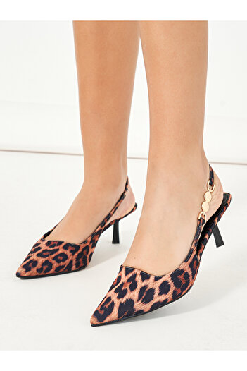 Raid By Styli Leopard Print Slingback Kitten Heel Pumps