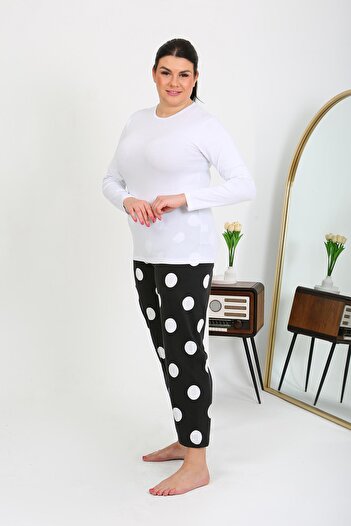 Akbeniz Plus Size Black Single Bottom Pajamas - 27553