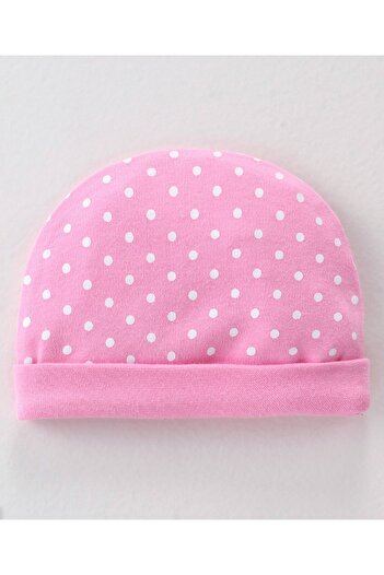 Babyhug 100% Cotton Knit Cap Mittens & Booties Polka Dot Print - Pink