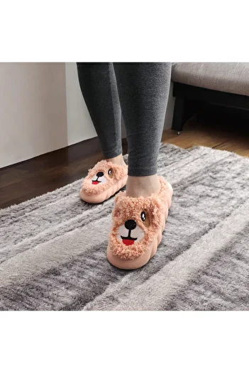 AkınalBella Winter Soft Eared Dog Figure House Slippers