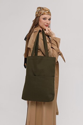 Bagg Dark Green Gabardine Bag with 3 Pockets