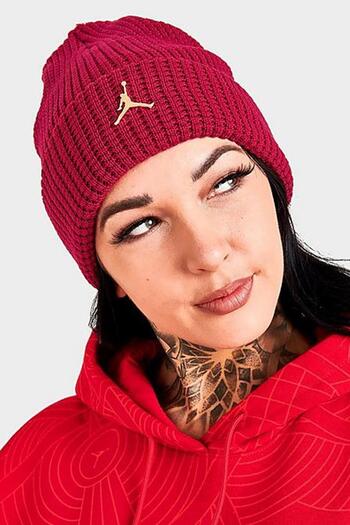 Nike Air Jordan Utility Unisex Μεταλλικό λογότυπο Πλεκτό καπέλο Beanie Κόκκινο