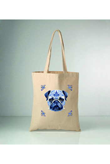 MODA Special Series Delft Blue Dog Printed Raw Cloth Shoulder Bag