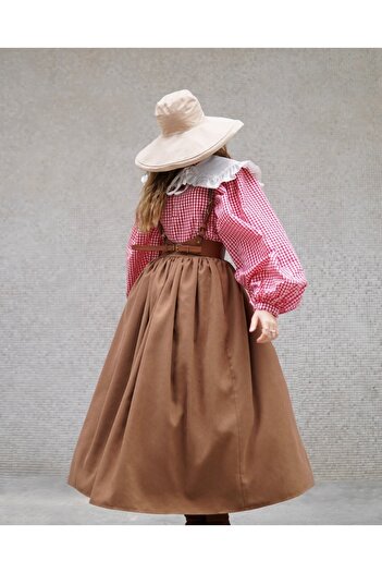Launes Vintage Light Brown Suede Skirt with Pockets