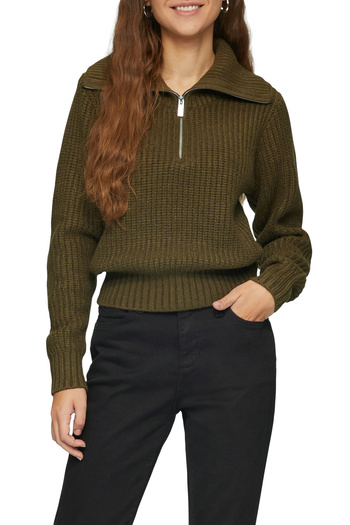 QS by s.Oliver Soft Knitted Pullover - Zipper Detailed