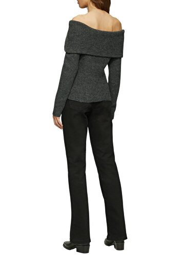 QS by s.Oliver Rib Knit Sweater with a Large Turn-Down Collar